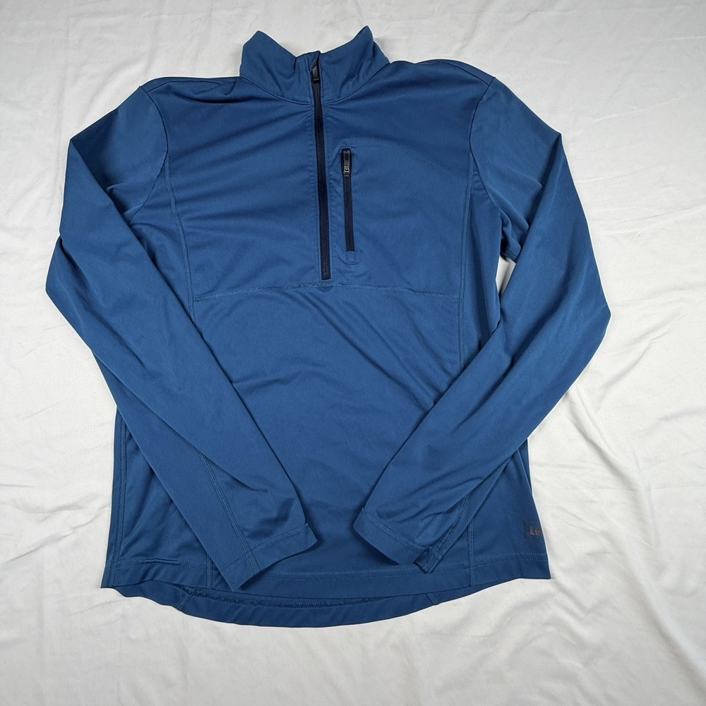 REI Pullover Women Med Blue 1/4 Zip Long Sleeve Performance Baselayer Top
